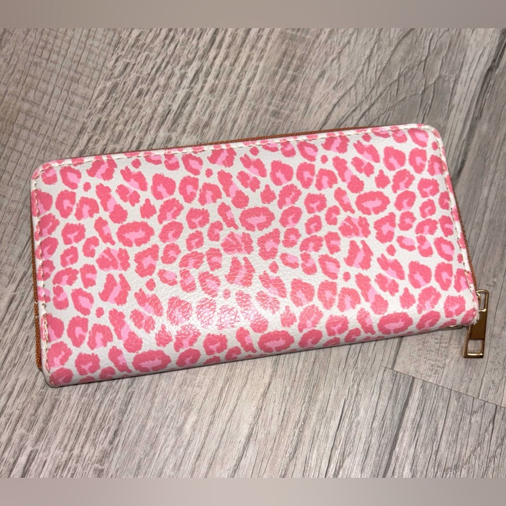 Pink Leopard Print Zip Wallet